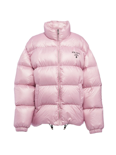 Shop Prada Women's Re-nylon Hooded Down Jacket In Pink