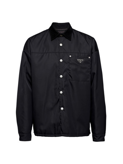 Shop Prada Men's Re-nylon Shirt In Black