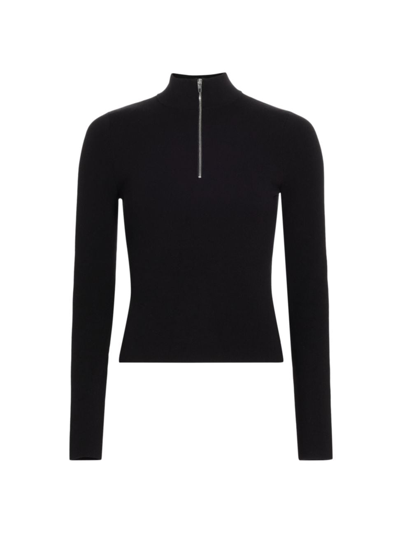 Shop A.l.c Women's Piper Front-zip Knit Blouse In Black