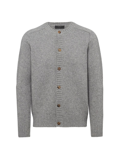 Shop Prada Men's Wool And Cashmere Cardigan In Grey