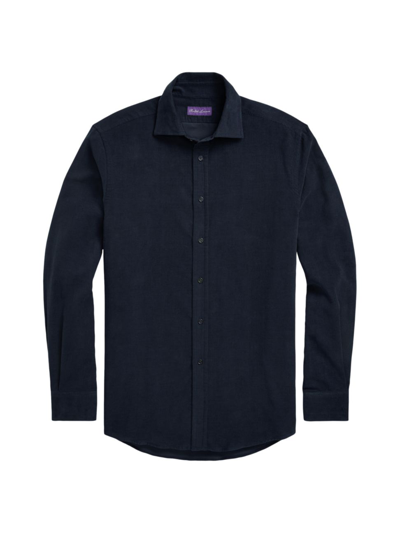 Shop Ralph Lauren Purple Label Men's Corduroy Button-front Shirt In Blue