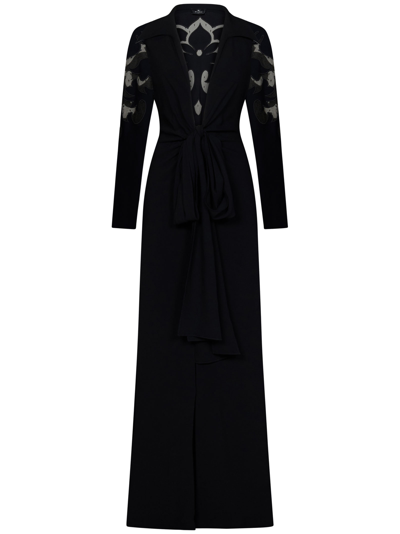 Shop Etro Long Dress In Black