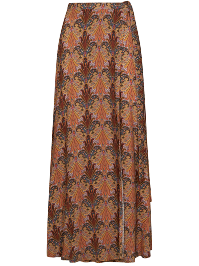 Shop Etro Long Skirt In Brown