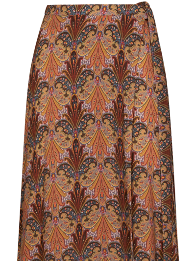 Shop Etro Long Skirt In Brown