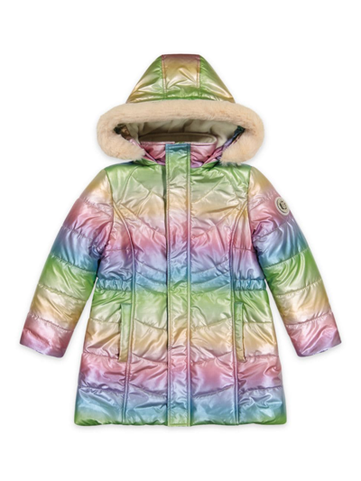 Shop Andy & Evan Little Girl's & Girl's Rainbow Puffer Coat In Neutral
