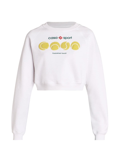 Shop Casablanca Women's Tennis Ball Graphic Cotton Crop Sweatshirt In Casa Sport Tennis Balls
