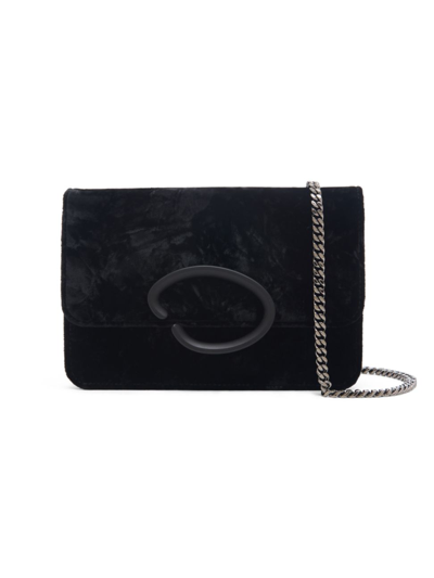Shop Oscar De La Renta Women's O-pochette Crushed Velvet Shoulder Bag In Black