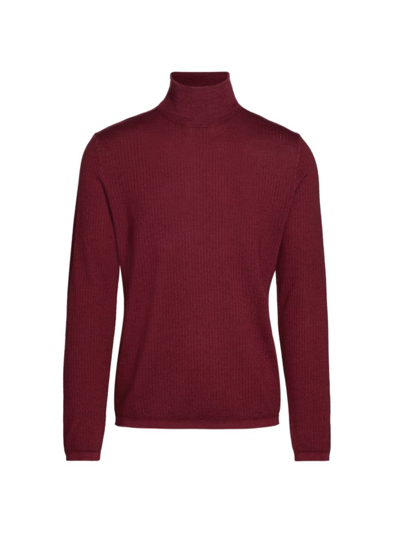 Shop Saks Fifth Avenue Men's Collection Vertical Ribbed Turtleneck Sweater In Anemone