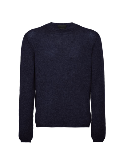 Shop Prada Men's Cashmere Crewneck Sweater In Blue