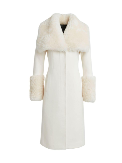 Shop Dawn Levy Women's Athena Shearling Long Coat In Cream