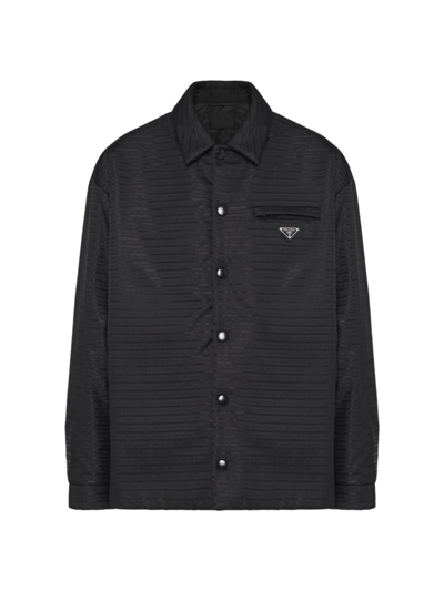 Shop Prada Men's Re-nylon Padded Shirt In Black