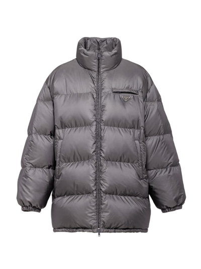 Prada Oversized Re-nylon Down Jacket In Grey | ModeSens