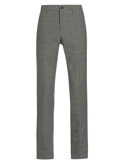 Shop Saks Fifth Avenue Men's Slim-fit Plaid Trousers In Gull
