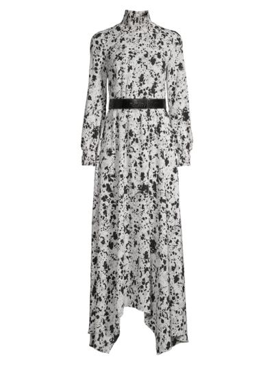 Shop Donna Karan Women's City Mist Belted Splatter-painted Midi-dress In Neutral