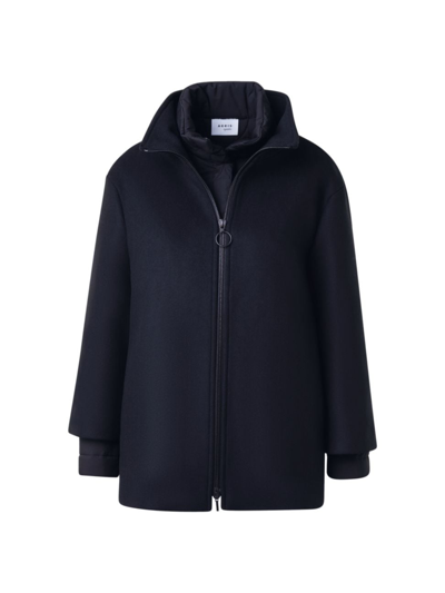 Shop Akris Punto Women's Core Layered Wool-blend Jacket In Black