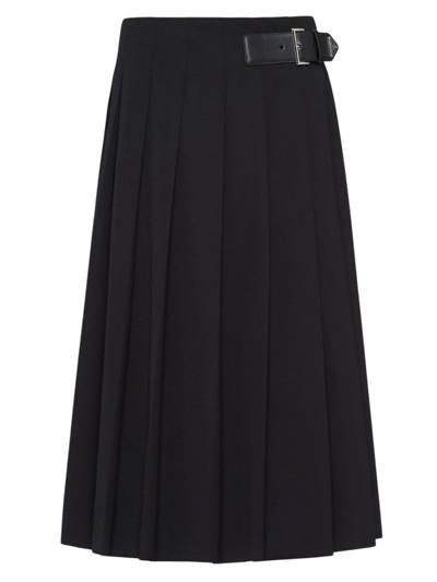 Shop Prada Women's Gabardine Midi Skirt In Black