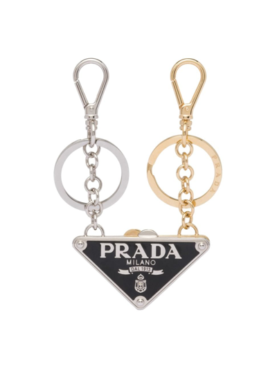 Shop Prada Men's Dividable Metal Keychain In Black White