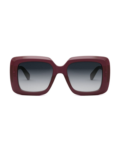 Shop Celine Women's Bold 54mm Square Sunglasses In Bordeaux