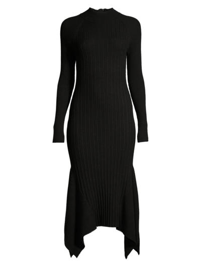 Shop Donna Karan Women's City Mist Fit-&-flare Sweater Midi-dress In Black