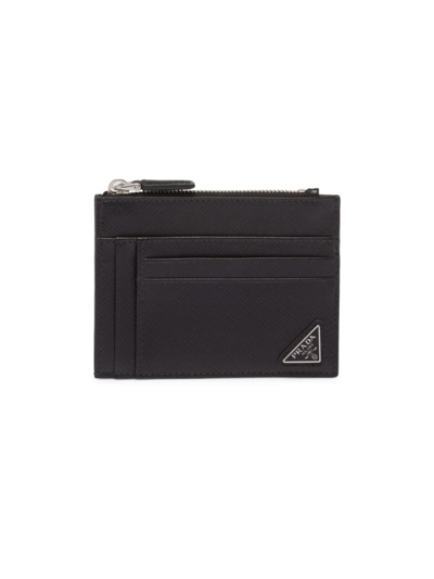 Shop Prada Men's Saffiano Leather Card Holder In Black