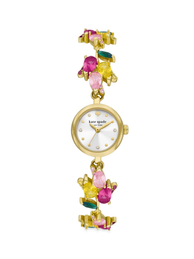 Shop Kate Spade Women's Goldtone Stainless Steel & Cubic Zirconia Bracelet Watch In White
