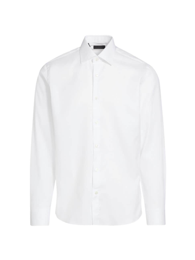 Shop Saks Fifth Avenue Men's Collection Poplin Button-front Shirt In White