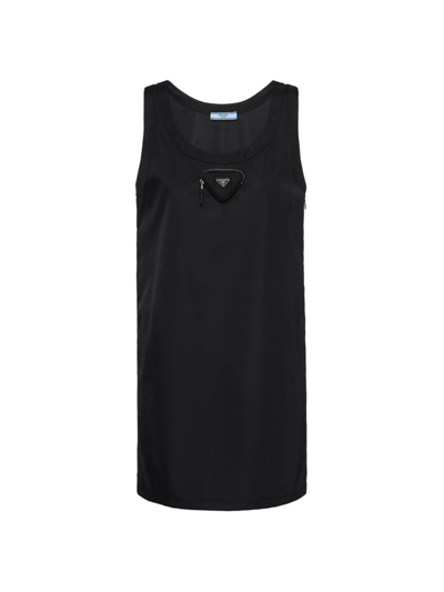 Shop Prada Women's Re-nylon Mini Dress In Black