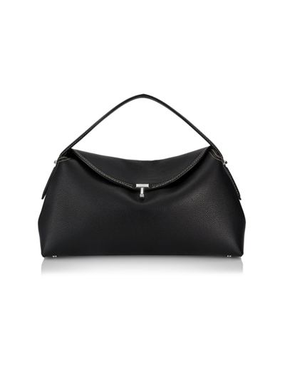 Shop Totême Women's T-lock Leather Top-handle Bag In Black