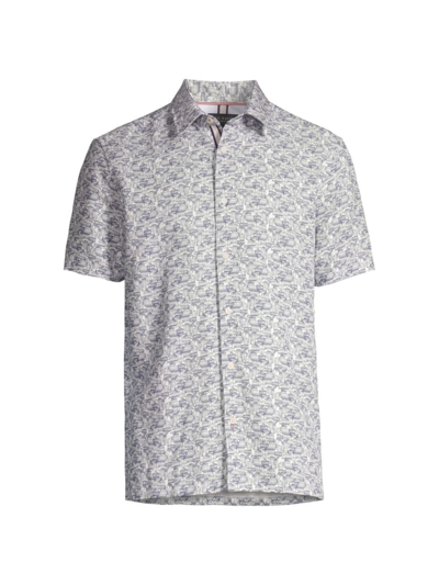 Shop Ted Baker Men's Laghy Graphic Button-front Shirt In Light Blue