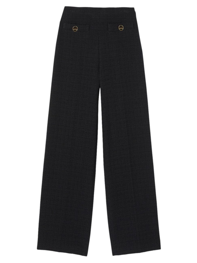 Shop Sandro Women's Tweed Pants In Black