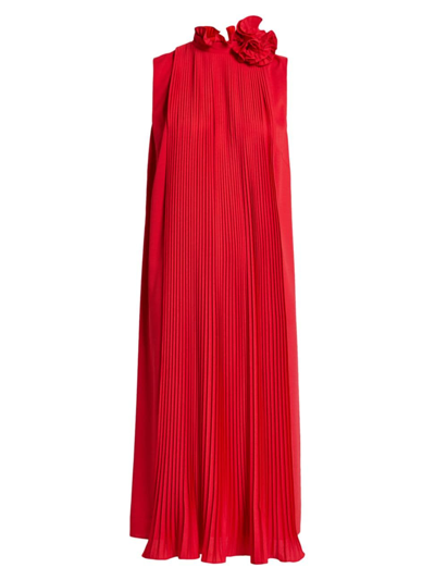 Shop Marina Rinaldi Women's Depliant Pleated Midi-dress In Red