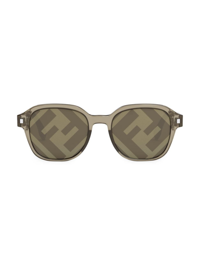 Shop Fendi Men's Translucent 52mm Ff Logo Sunglasses In Brown