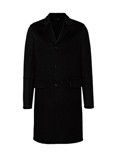 Shop Prada Men's Wool And Angora Coat In Black
