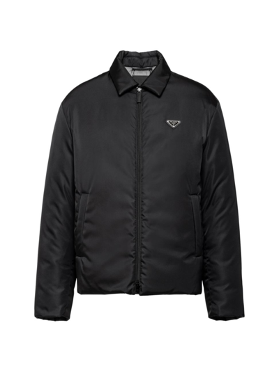 Shop Prada Men's Short Re-nylon Down Jacket In Black