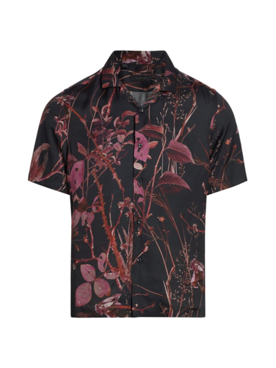 Shop Saks Fifth Avenue Men's Slim-fit Leaf Button-front Shirt In Anenome
