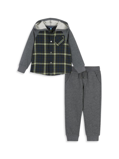 Shop Andy & Evan Baby Boy's, Little Boy's & Boy's 2-piece Plaid Hoodie & Joggers Set In Green Plaid