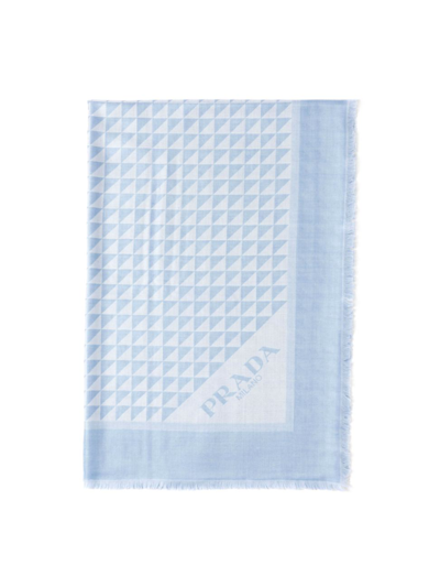 Shop Prada Women's Wool And Silk Scarf In Blue