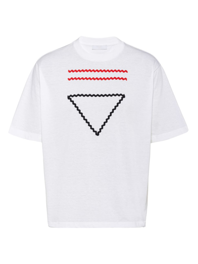 Shop Prada Men's Cotton T-shirt In White