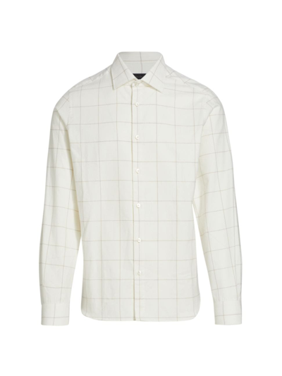 Shop Saks Fifth Avenue Men's Collection Brushed Grid Shirt In White
