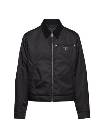 Shop Prada Men's Re-nylon Blouson Jacket In Black