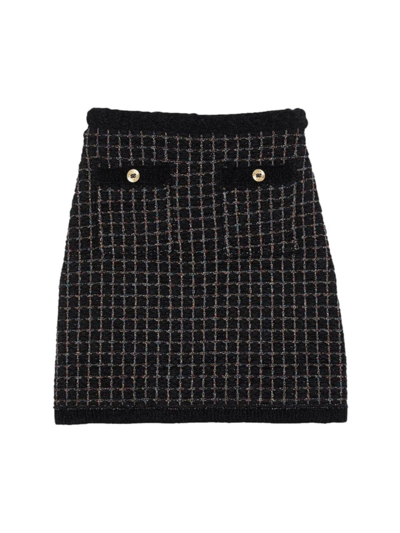 Shop Sandro Women's Textured Knit Skirt In Black