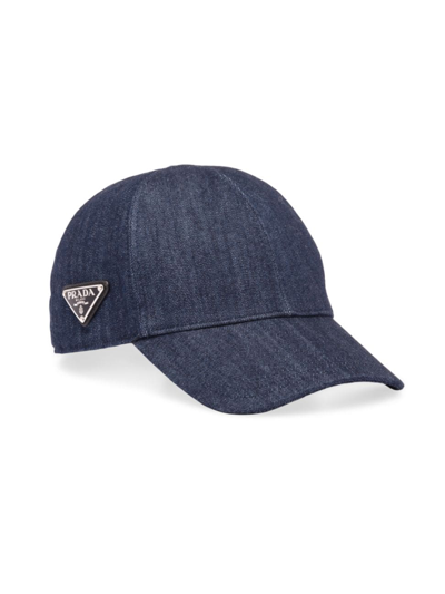 Shop Prada Women's Denim Baseball Cap In Blue