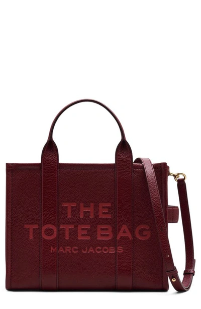 Shop Marc Jacobs The Leather Medium Tote Bag In Cherry