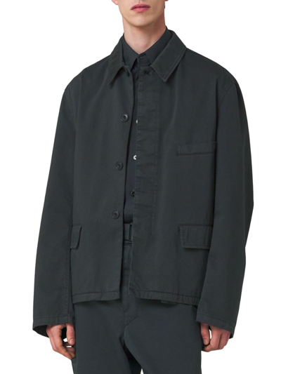 Shop Lemaire Men's Workwear Cotton Jacket In Midnight Green