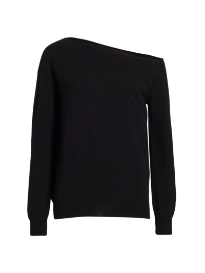 Shop Saks Fifth Avenue Women's Asymmetric Wool-cashmere Sweater In Black