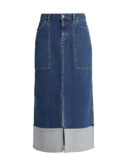 Shop Ba&sh Women's Vicky Denim Midi-skirt In Blue Jeans