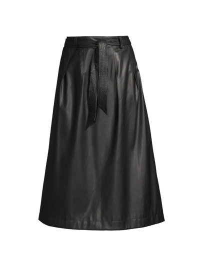 Shop Donna Karan Women's City Mist Vegan Leather Midi-skirt In Black