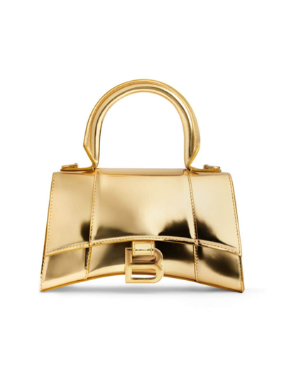 Shop Balenciaga Women's Hourglass Xs Top Handle Handbag Mirror Effect In Gold