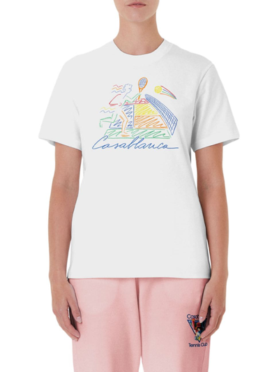 Shop Casablanca Women's Oversized Graphic T-shirt In Jeu De Crayon