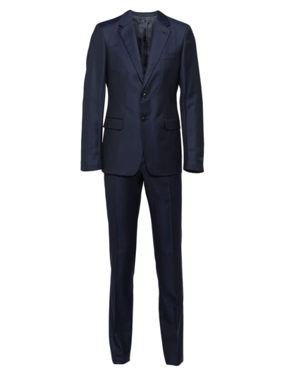 Shop Prada Men's Single-breasted Wool Suit In Blue